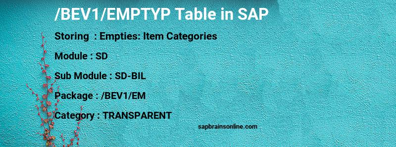 SAP /BEV1/EMPTYP table