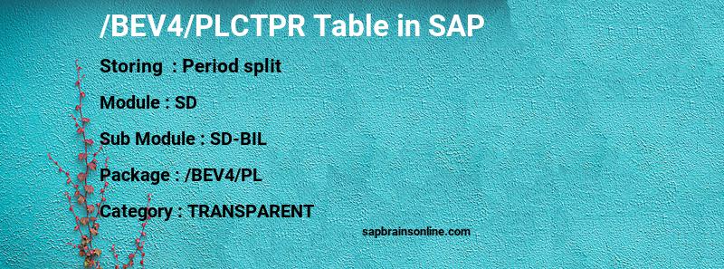 SAP /BEV4/PLCTPR table