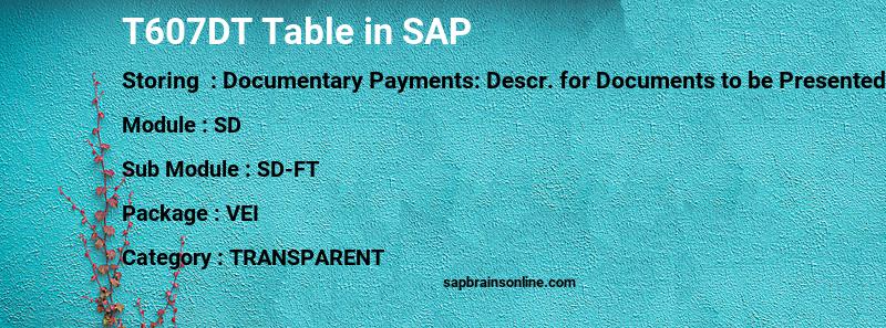 SAP T607DT table