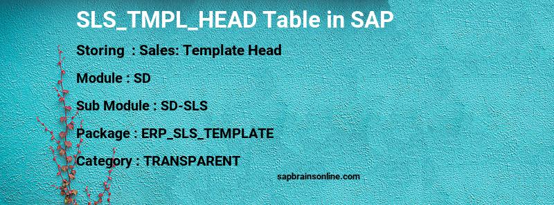 SAP SLS_TMPL_HEAD table