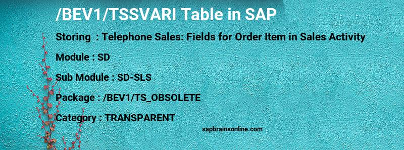 SAP /BEV1/TSSVARI table