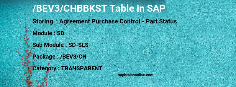 SAP /BEV3/CHBBKST table