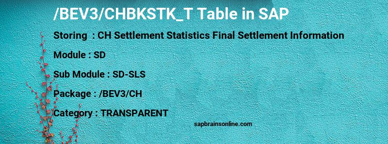 SAP /BEV3/CHBKSTK_T table