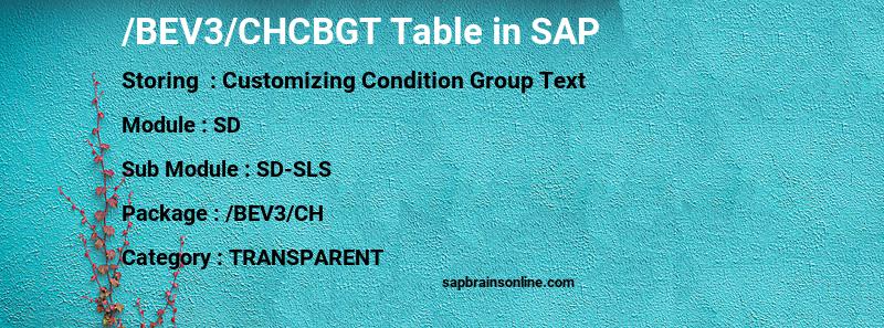 SAP /BEV3/CHCBGT table