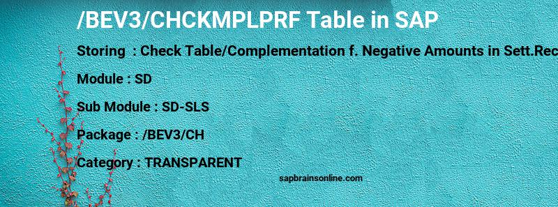 SAP /BEV3/CHCKMPLPRF table