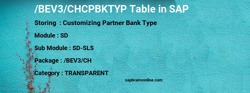 SAP /BEV3/CHCPBKTYP table