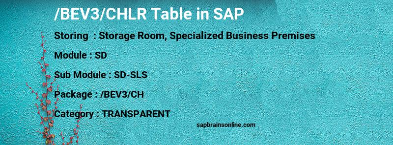SAP /BEV3/CHLR table