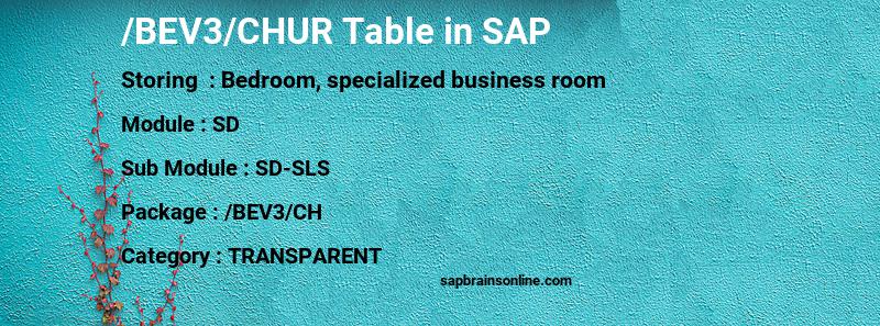 SAP /BEV3/CHUR table