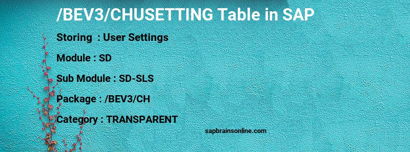 SAP /BEV3/CHUSETTING table