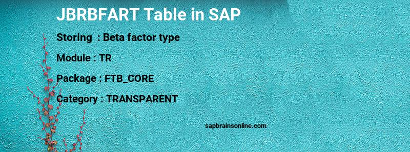 SAP JBRBFART table