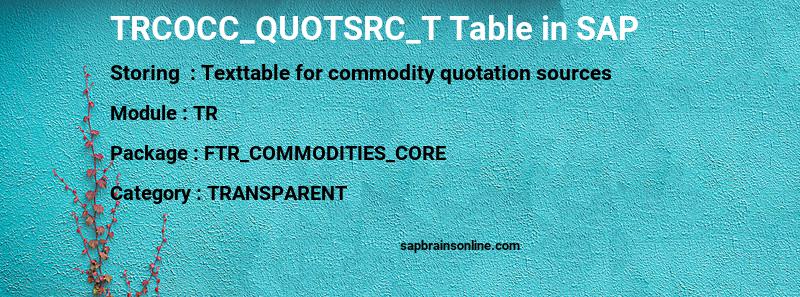 SAP TRCOCC_QUOTSRC_T table