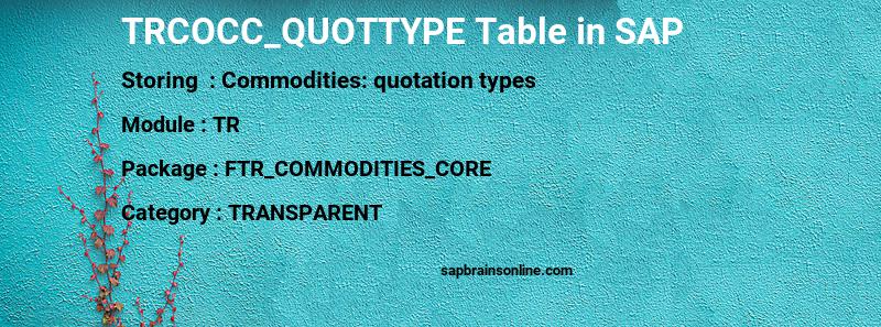 SAP TRCOCC_QUOTTYPE table