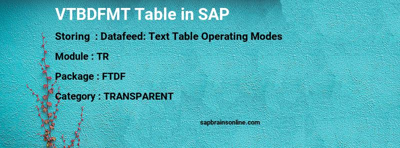 SAP VTBDFMT table
