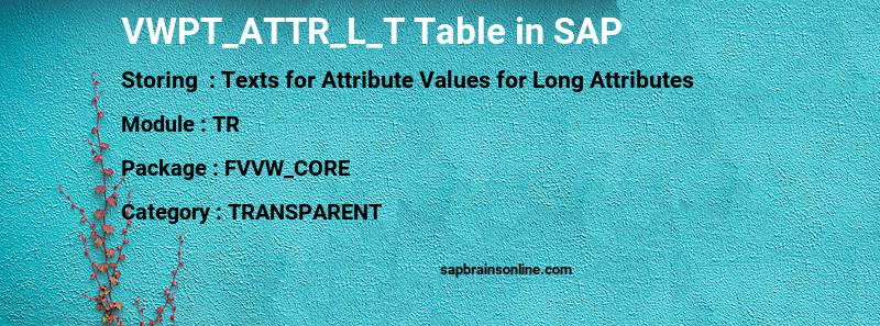 SAP VWPT_ATTR_L_T table