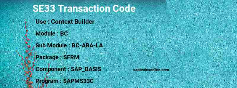 SAP SE33 transaction code