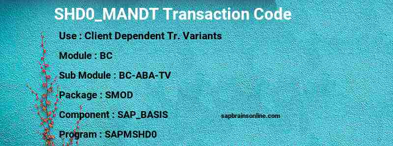 SAP SHD0_MANDT transaction code