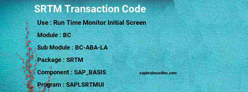 SAP SRTM transaction code