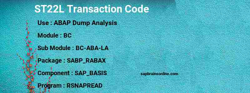 SAP ST22L transaction code