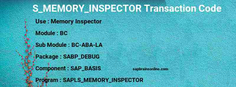 SAP S_MEMORY_INSPECTOR transaction code