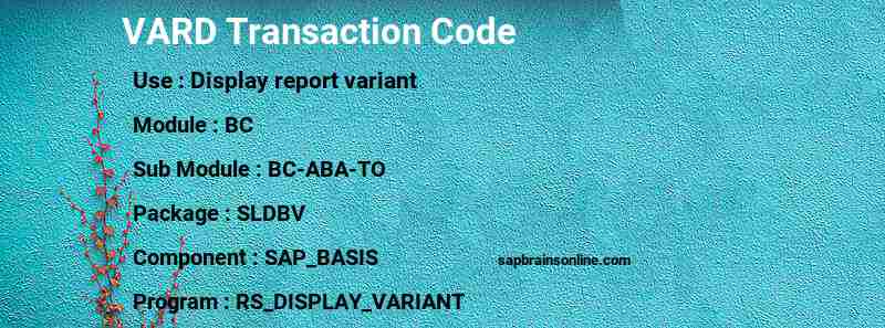 SAP VARD transaction code