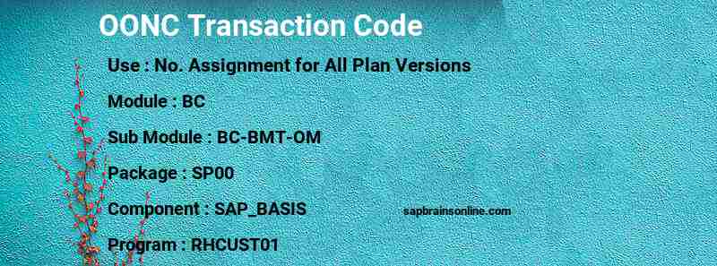 SAP OONC transaction code