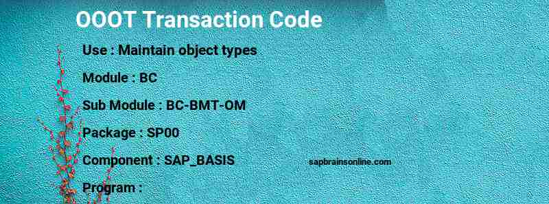 SAP OOOT transaction code