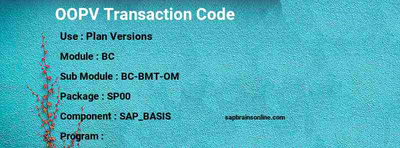 SAP OOPV transaction code