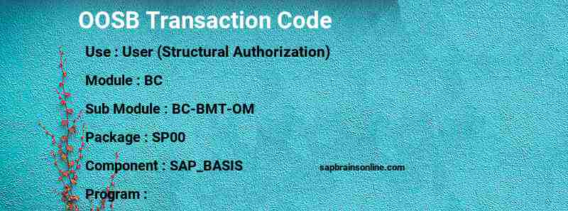 SAP OOSB transaction code