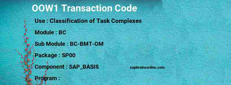 SAP OOW1 transaction code