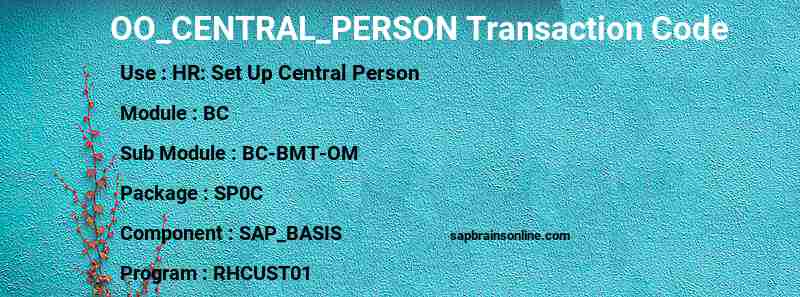 SAP OO_CENTRAL_PERSON transaction code