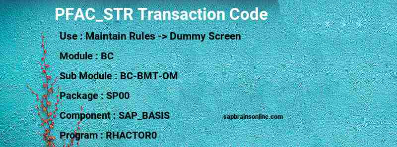 SAP PFAC_STR transaction code