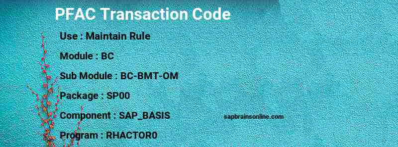 SAP PFAC transaction code