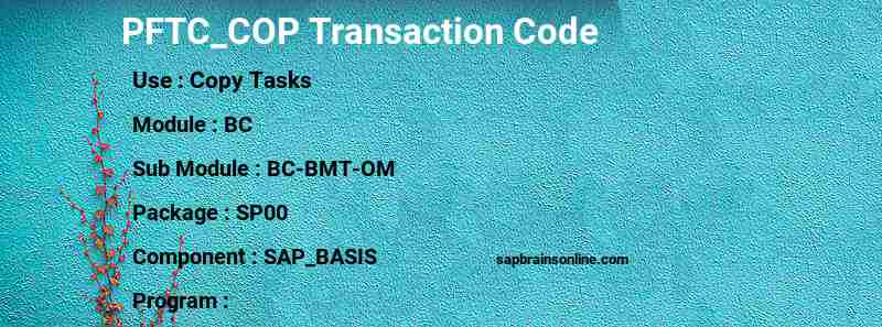 SAP PFTC_COP transaction code