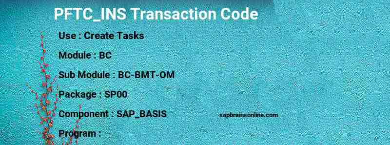 SAP PFTC_INS transaction code