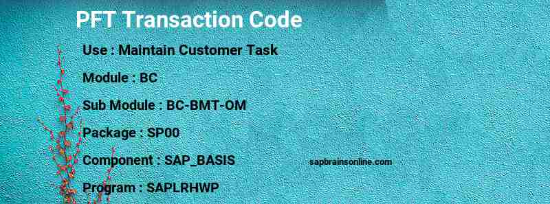 SAP PFT transaction code