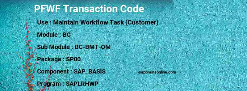 SAP PFWF transaction code