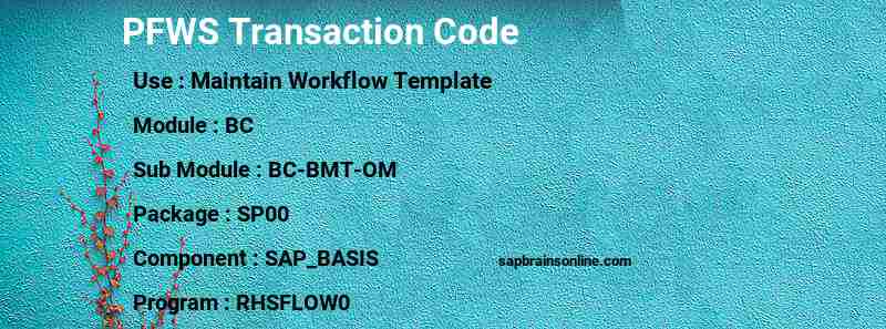 SAP PFWS transaction code
