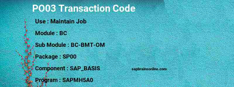 SAP PO03 transaction code