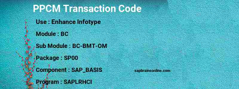 SAP PPCM transaction code
