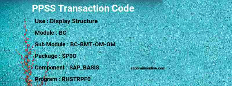 SAP PPSS transaction code