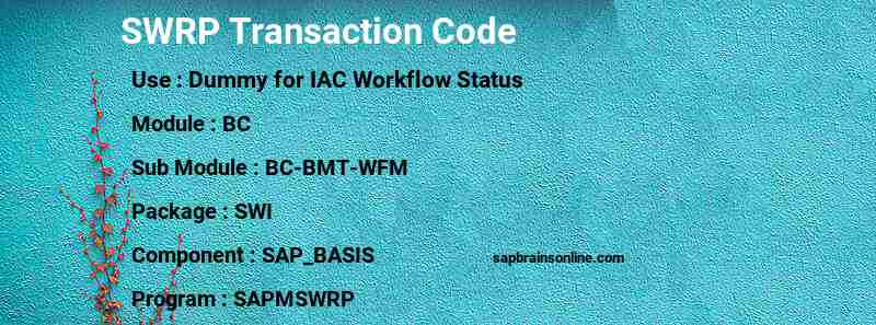SAP SWRP transaction code