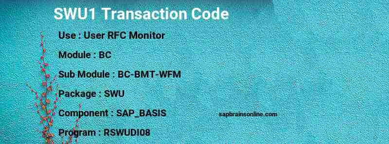 SAP SWU1 transaction code