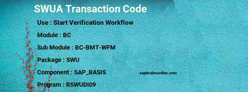 SAP SWUA transaction code