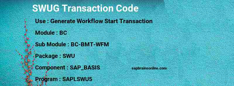 SAP SWUG transaction code