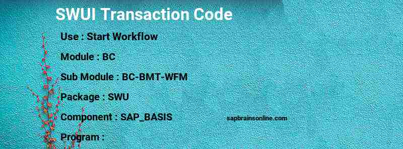 SAP SWUI transaction code