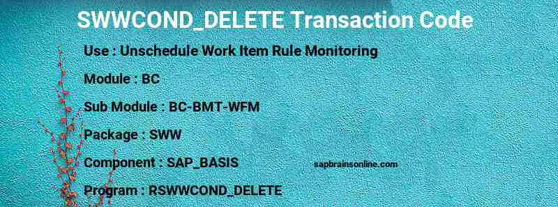 SAP SWWCOND_DELETE transaction code