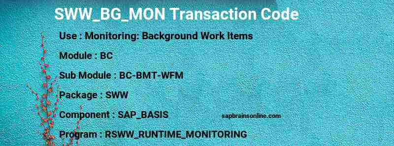 SAP SWW_BG_MON transaction code
