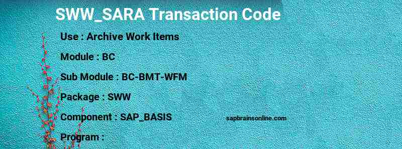 SAP SWW_SARA transaction code
