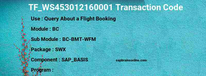 SAP TF_WS453012160001 transaction code