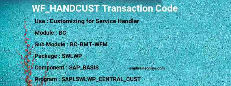 SAP WF_HANDCUST transaction code